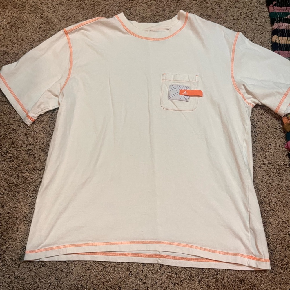 Adidas White Shirt with Subtle Orange Details